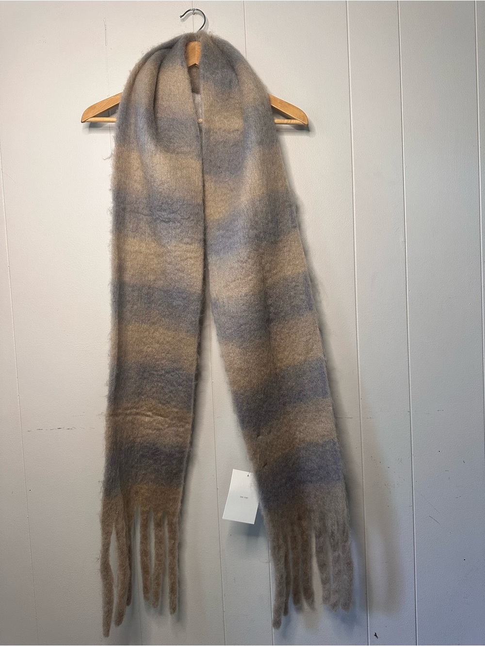 OAK + FORT Soft Taupe & Gray Mohair-Blend Scarf